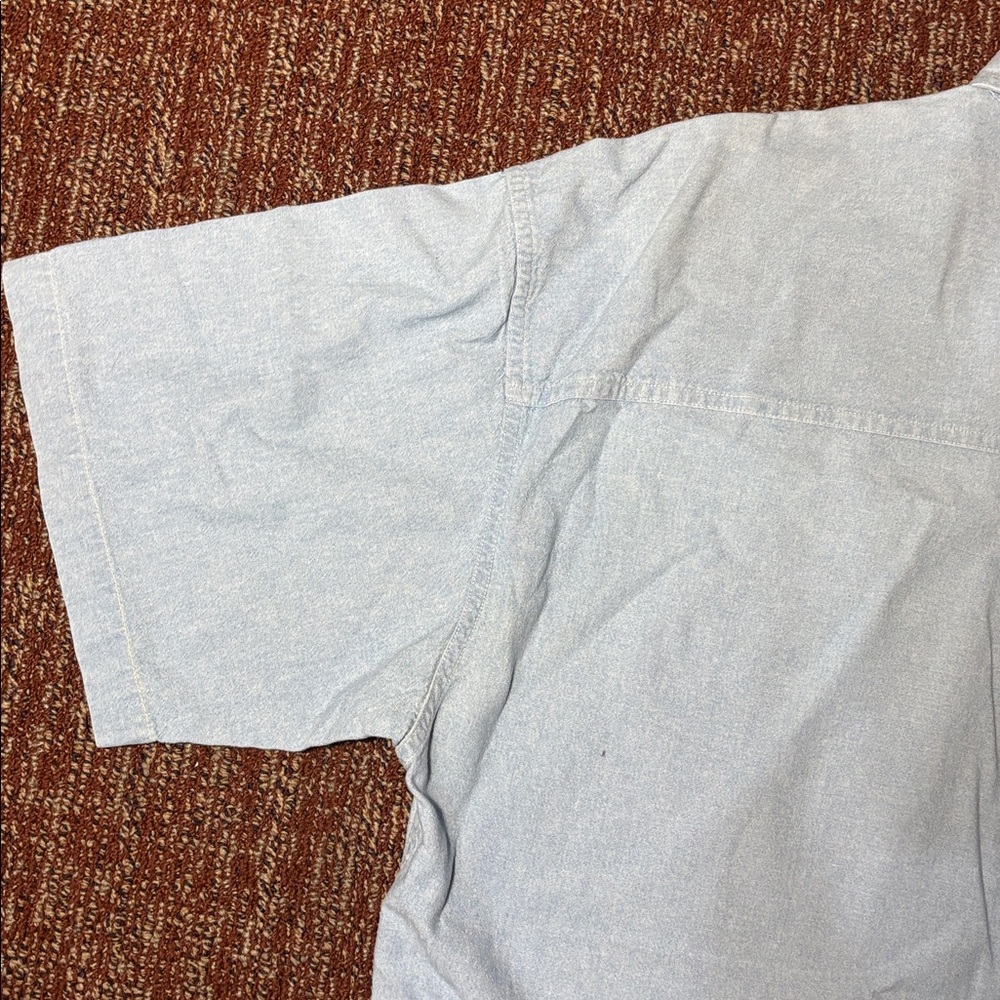Vintage Chaps Ralph Lauren men’s short sleeve light wash denim Button-Down Shirt - Picture 11 of 12